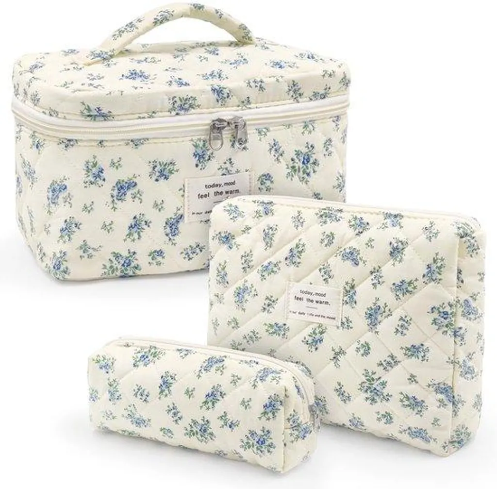 Pochette de Maquillage Fleurie pour Femme et Rangement Cosmétique Voyage