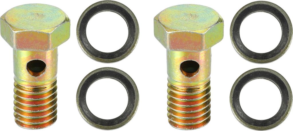 Universal M10x1.5 26mm Länge Motorrad 3-Loch-Hohlschrauben mit Unterlegscheiben Set Bremse Hohlschrauben metrisches Gewinde Bronze Ton - Packung m...