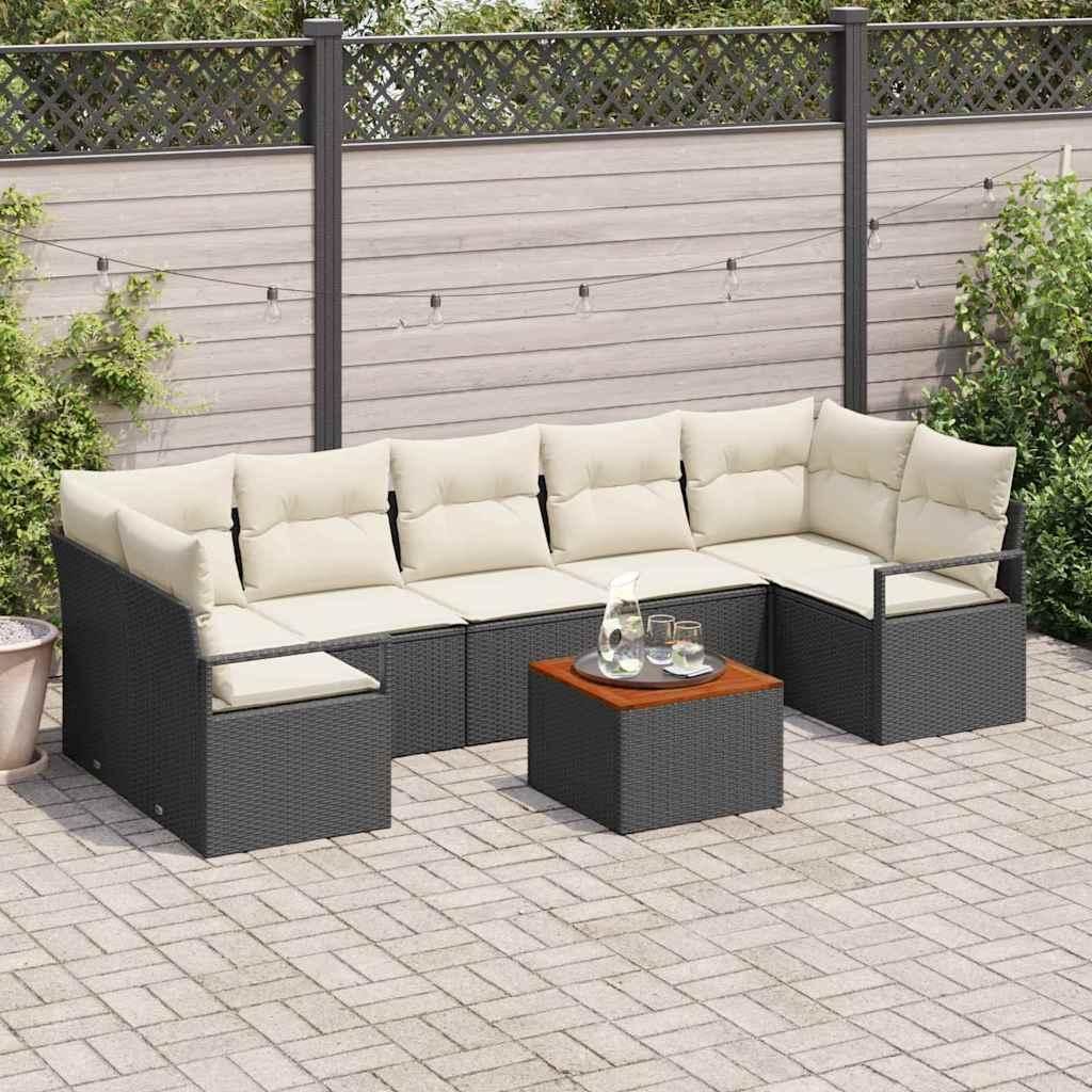 Maison Exclusive - Gartensofa-set mit Kissen 8 pcs Schwarz Poly-Rattan