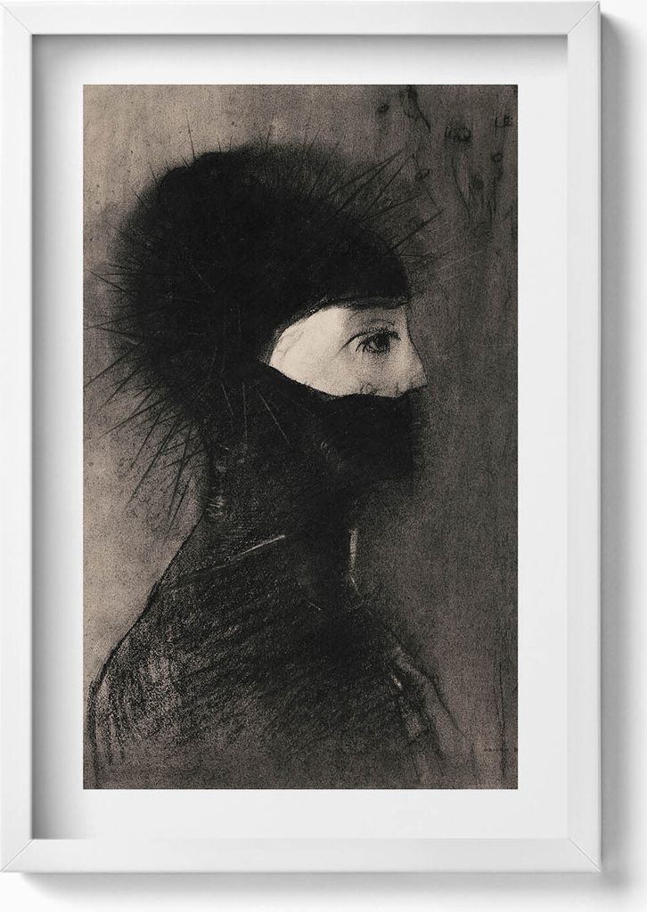 Porträt einer Person, die eine Sturmhaube trägt– Wandbild mit Rahmen – Gerahmtes Bild – Wanddekoration – 40x60 cm – Weiß