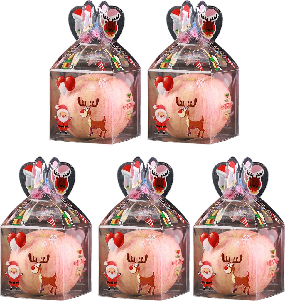 5pcs Storage Box Weihnachtsstil wiederverwendbar wasserdichte transparente Weihnachtsfruchtverpackungsschachtel für Party-Elch