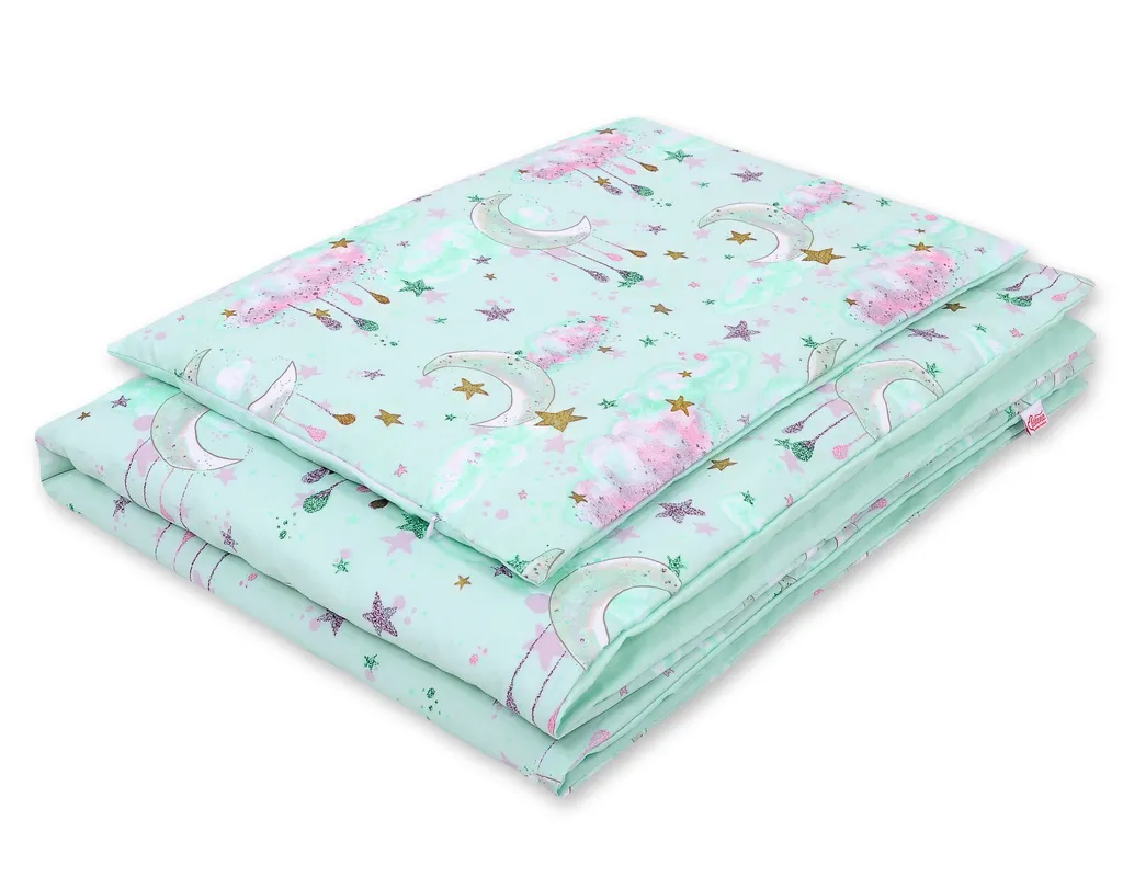Linge de lit coton réversible Mint Moons - Duo confort pour enfants