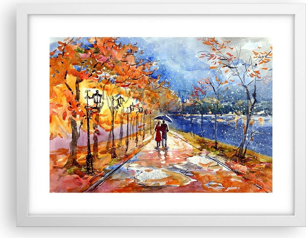 Gerahmtes Poster - Weißer Rahmen - Park Paar Baum - 40x30 cm - Wand Bild - Wanddeko - Wandbilder - Kunstposter - Wandposter - Bilderrahmen - Bilde...