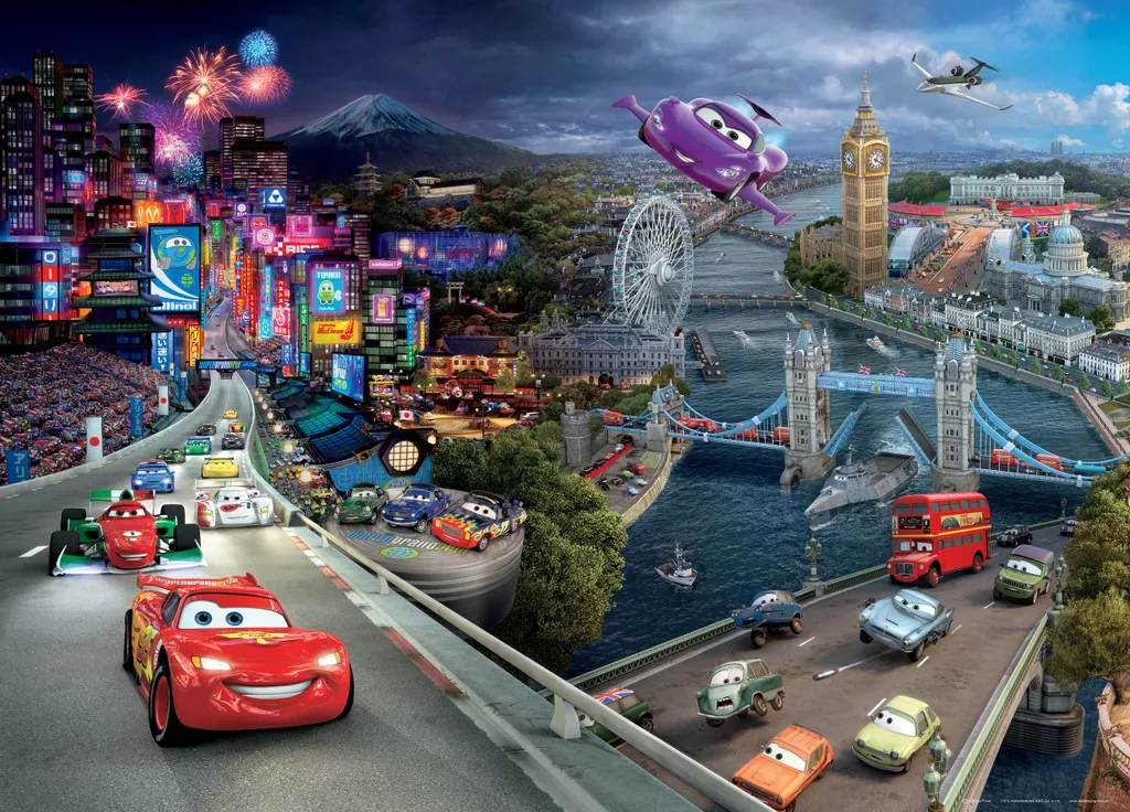 Poster Cars Disney 160 x 110 cm - Couleurs Vives Bleu Rouge 600649