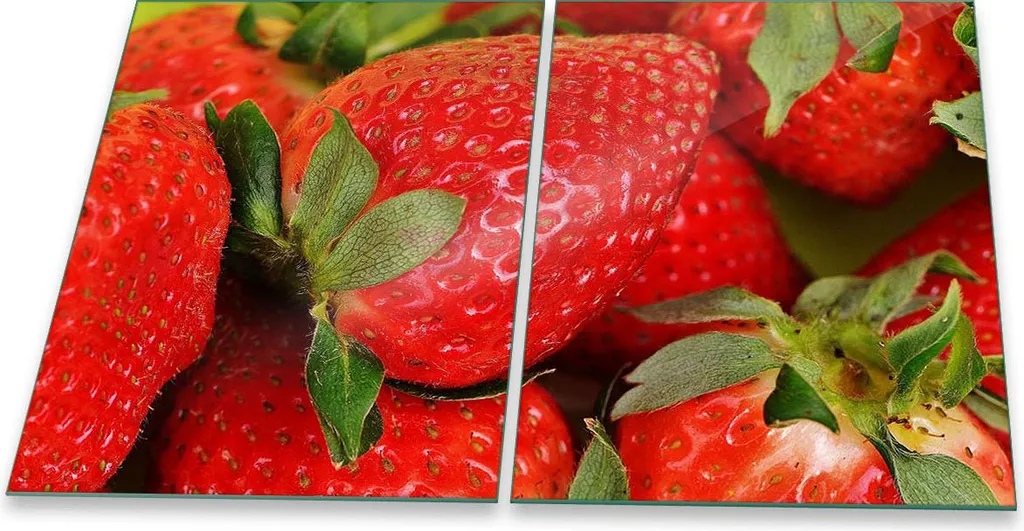 Piastra Coprifornelli Vetro 40x52 Fragole Rosso 2 Pezzi Alzatina