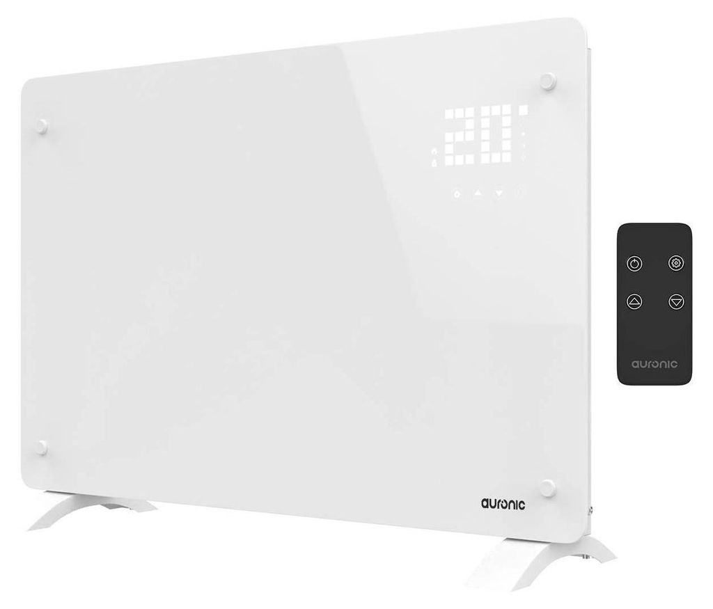 Auronic Konvektorheizung 2000W Weiß - Glas-Panel mit Thermostat - Timer - Fernbedienung