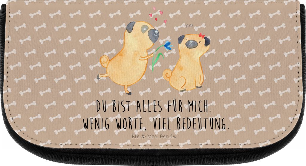 Mr. & Mrs. Panda Kosmetiktasche Mops Verliebt - Hundeglück - Geschenk, Organizer, Sprüche, Liebe, Hund, Möpse, Make-up, Pure, Necessaire, Knuffi...