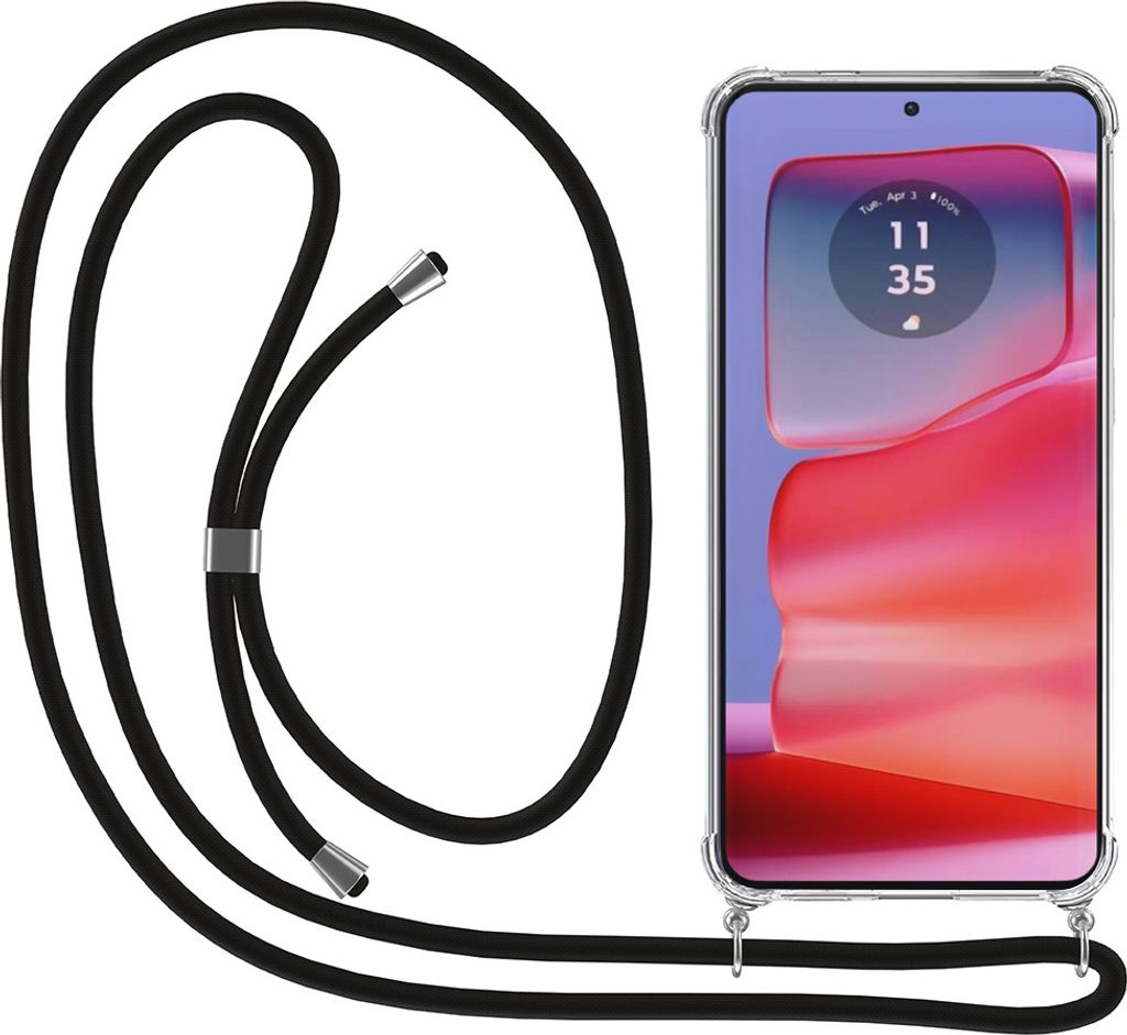 Smartphonica Phone Case geeignet für Motorola Edge 50 Pro mit Kabel und Bumper - Case mit Telefonkabel - TPU Backcover Case stoßfest mit Lanyard ...