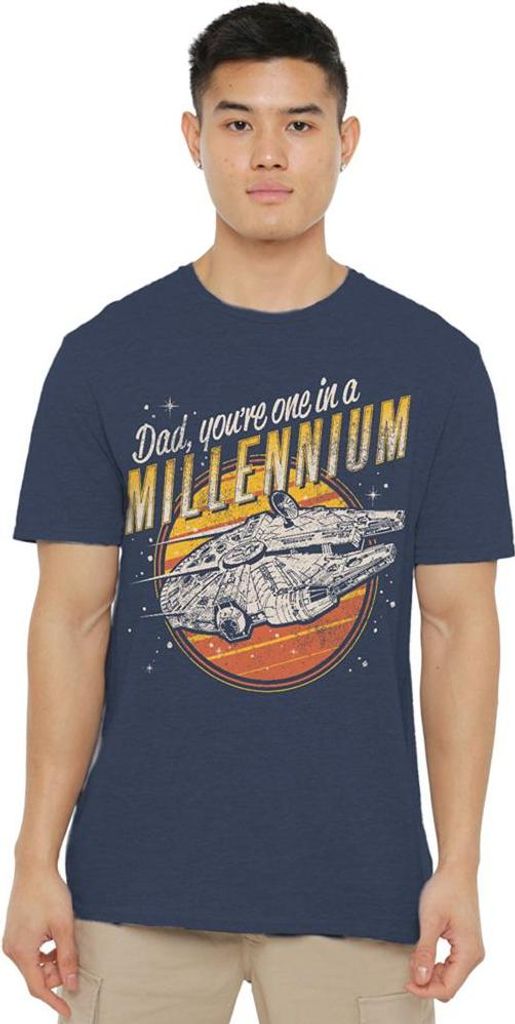 Star Wars - "Dad One In A Millennium" T-Shirt für Herren/Damen Uni, meliert TV20981 (XXL) (Marine)