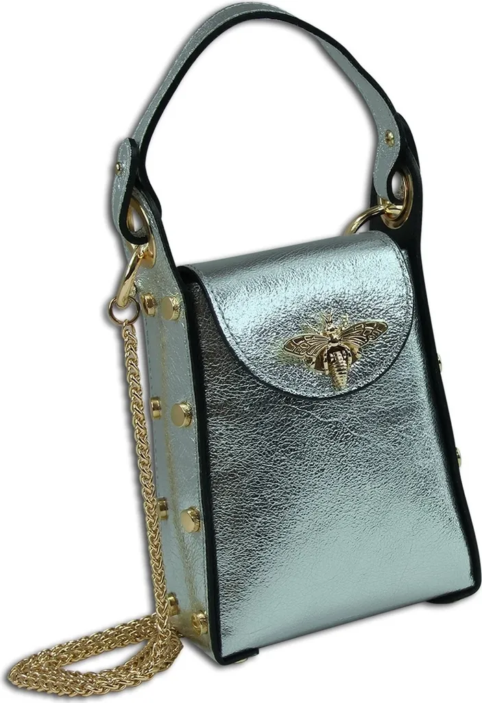 Sac à bandoulière cuir gris argenté métallique - Toscanto OTTM802UK chic