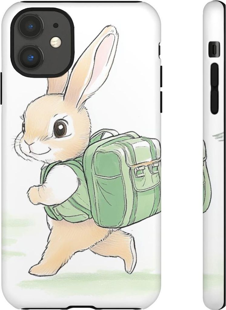 Niedlicher Hase mit grünem Rucksack – Hülle Kompatibel mit iPhone 11