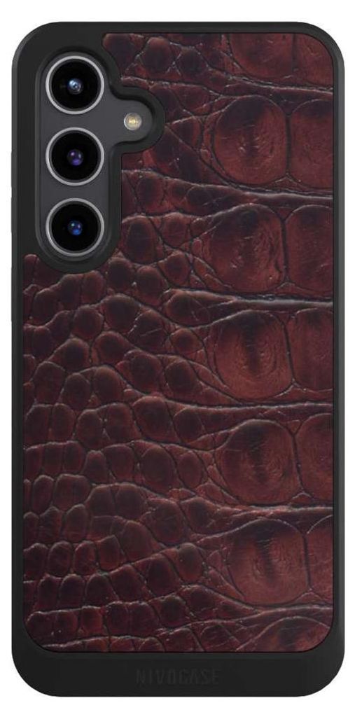 NIVOCASE Hülle für Samsung Galaxy S24+ Handyhülle NIVOcore Case Schwarz Animalprint Krokodil Leder