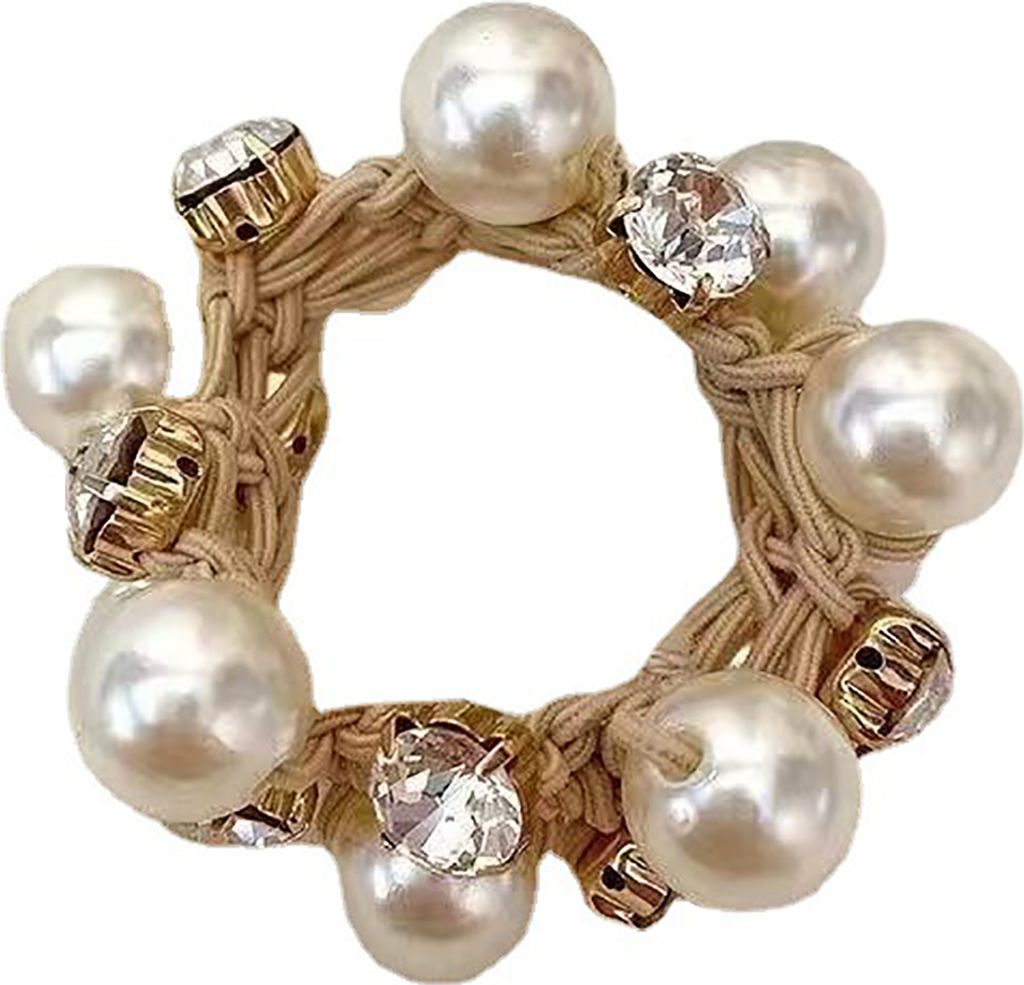 Glänzende Strass Faux Perlen Dekor Haar Krawatte koreanischen Stil geflochten elastische Haar Seil Haar-Accessoires