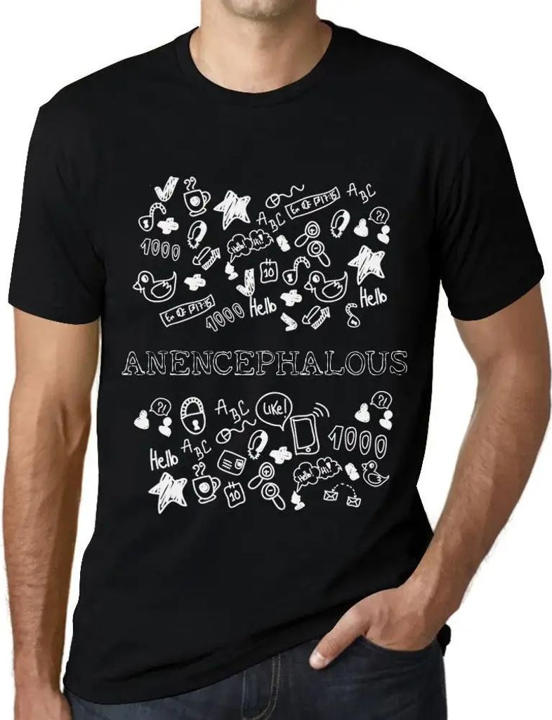 Herren Grafik T-Shirt Doodle Kunst anencephalous – Doodle Art Anencephalous – Öko-Verantwortlich Vintage Jahrgang Kurzarm Lustige Druck Geburt...