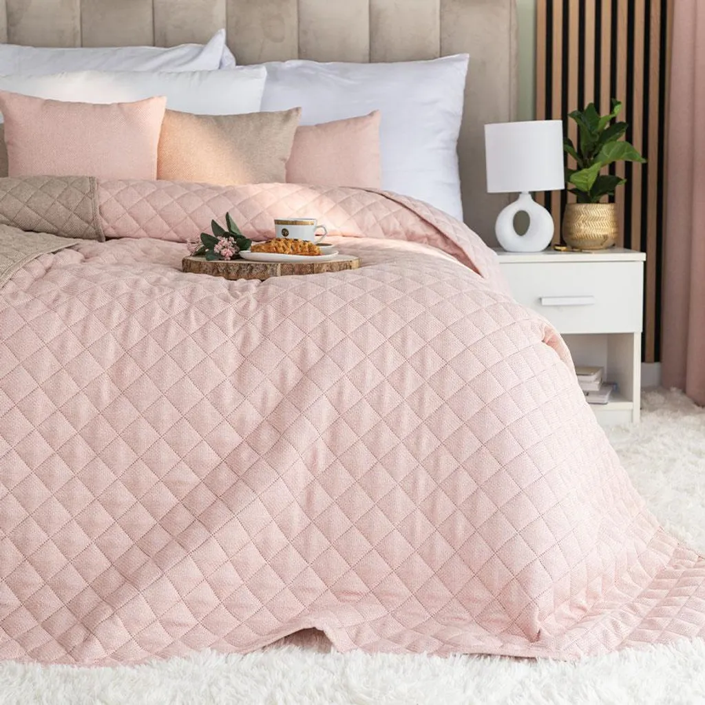 Copriletto Minimal MOLLY Markizeta 170x210 Rosa Cipria - Stile Moderno