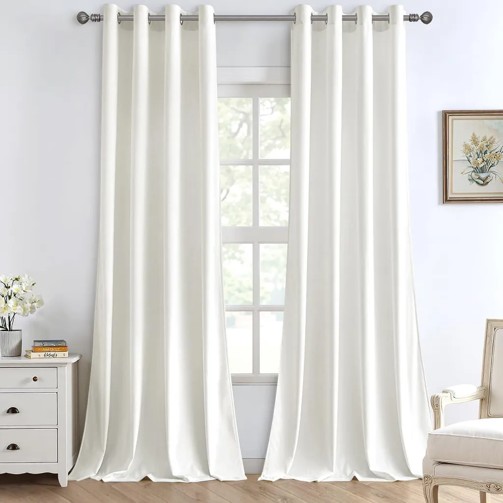 Rideaux de Velours Blancs 140x265 cm Tissu Épais Non Transparent