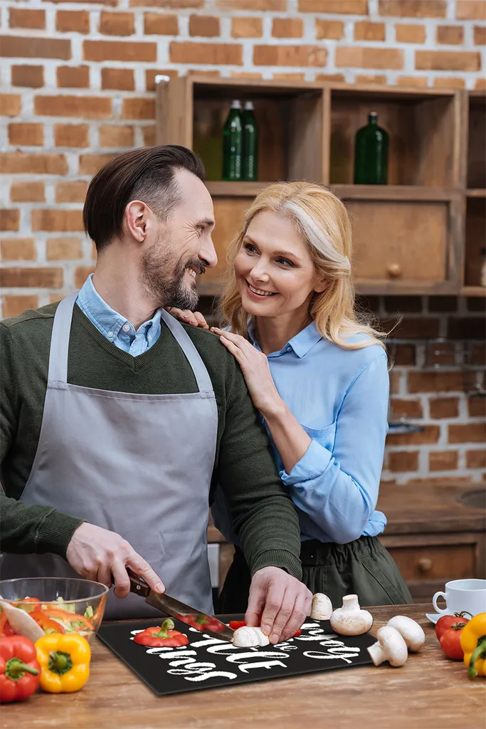 Copertura Piano Cottura 40x52 Ceramica e Vetro - Tagliere Decorativo Nero - 7