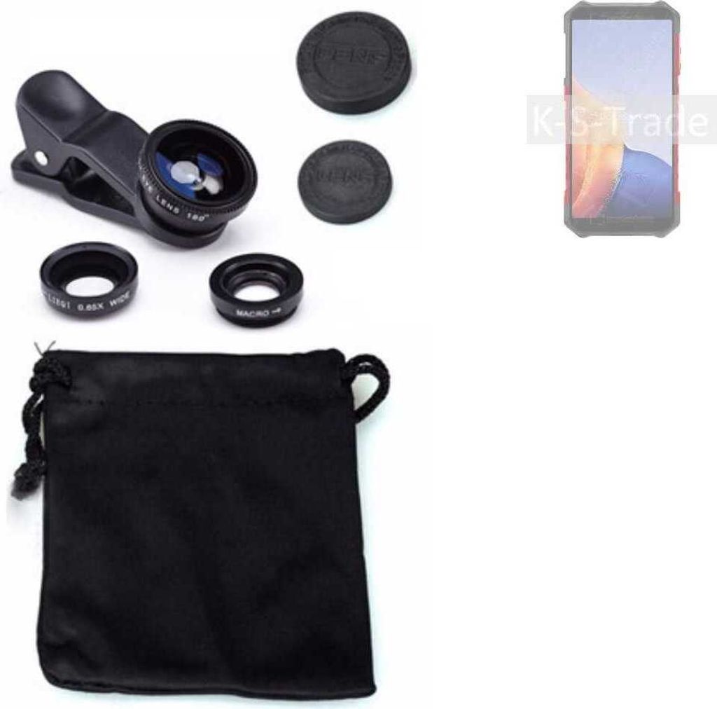 K-S-Trade Smartphone Kamera Linsen Set Kompatibel mit Ulefone Armor X9 3in1 Clip-On Kamera Adapter Macro Weitwinkel FishEye Fischauge Objektiv Linse