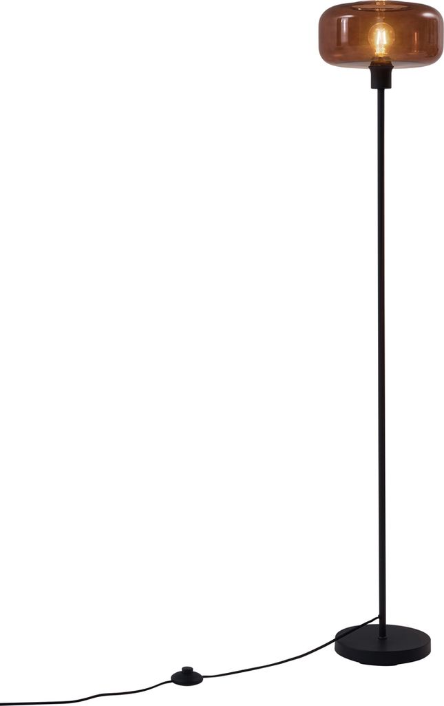 Stylowa lampa podłogowa w stylu retro, czarna z brązowym Zdjęcie produktu 