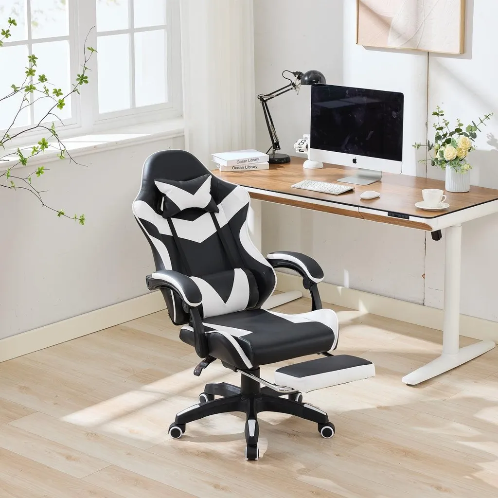 Fauteuil de Bureau Gaming Ergonomique Inclinable avec Repose-Pieds