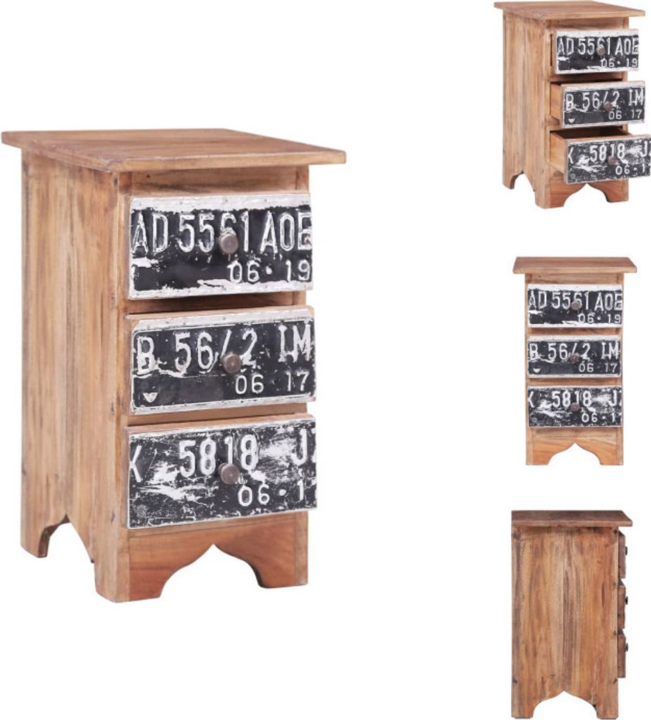 vidaXL Nachttisch 30x30x51 cm Altholz Massiv - Nachttische