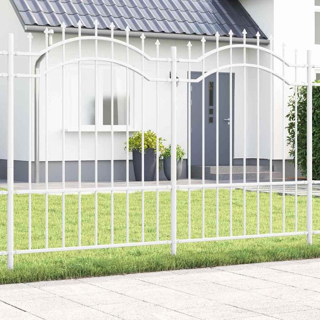 Möbel Gartenzaun Weiß 190 cm Pulverbeschichteter Stahl - Metallzäune 42003971