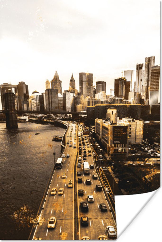 MuchoWow Poster Gold - Seattle - Straße 20x30 cm - Papierdruck
