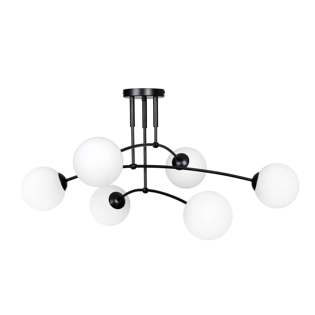Lustre Emibig PREGOS 6 BLACK 670/6 Plafonnier 6xE14 40W Métal Noir