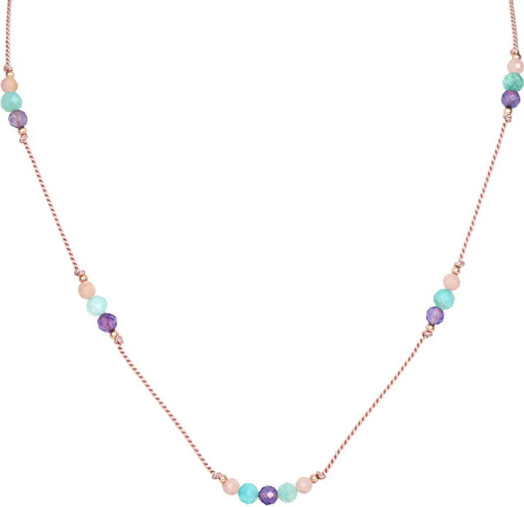 Collana Cordino HE24K3RG-LP con Pietre Naturali | Look Boho Summer