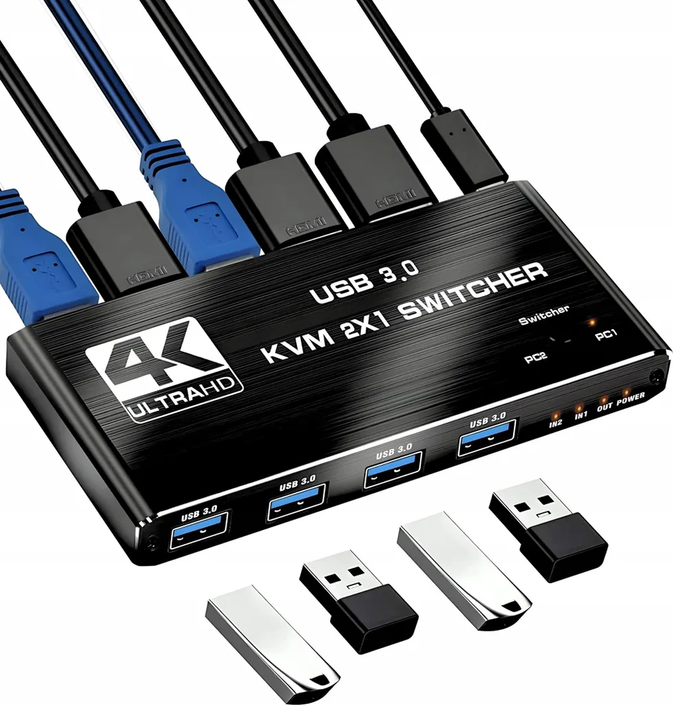 KVM Switch HDMI 2.0 pour Télétravail : 2 PC sur 1 Écran 4K avec USB 3.0