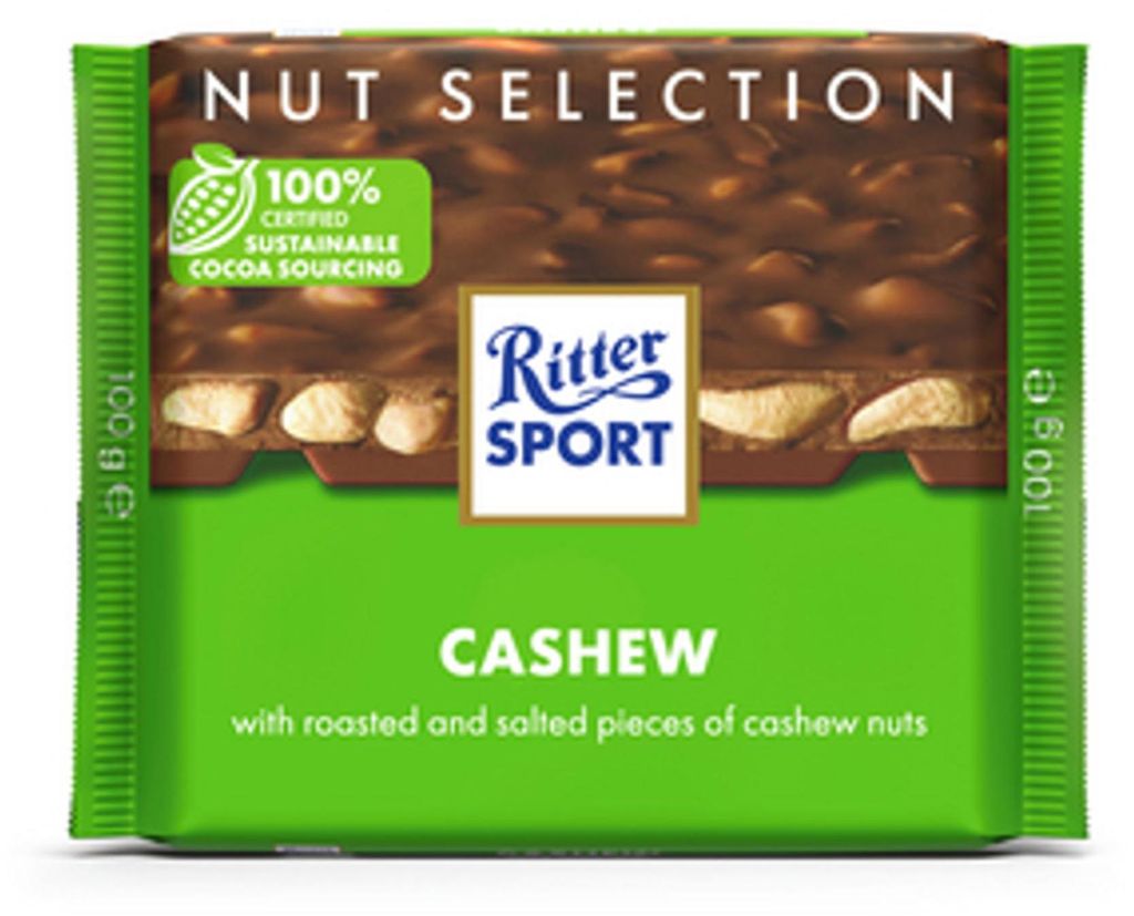 Ritter Sport Kešu pražené a solené kešu oriešky v čokoláde Obrázok produktu 