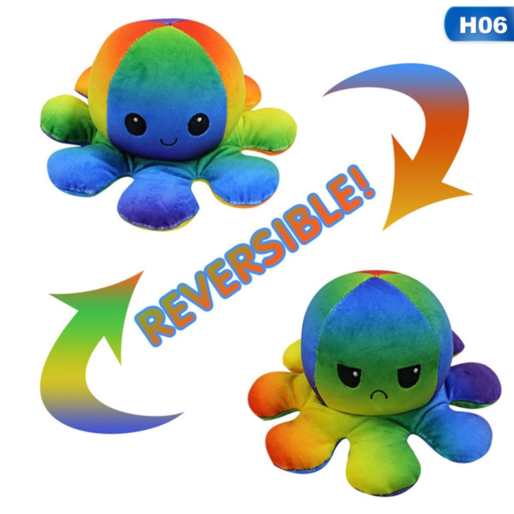 Doppelseitiges Wende-Oktopus Octopus Plüschtier Tintenfisch Kinderspielzeug DE 