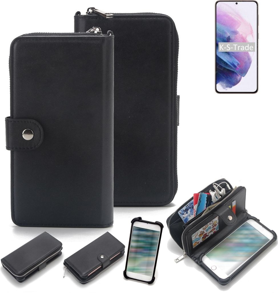 K-S-Trade 2in1 Handyhülle Schutzhülle kompatibel mit Samsung Galaxy S21+ 5G SD888 & Portemonnee Cover Handy Hülle Case Etui Geldbörse Wallet
