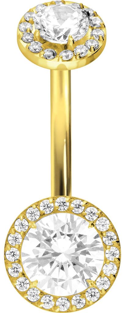 Bauchnabelpiercing Titan Bananabell mit Innengewinde 2 KRISTALLDISCS