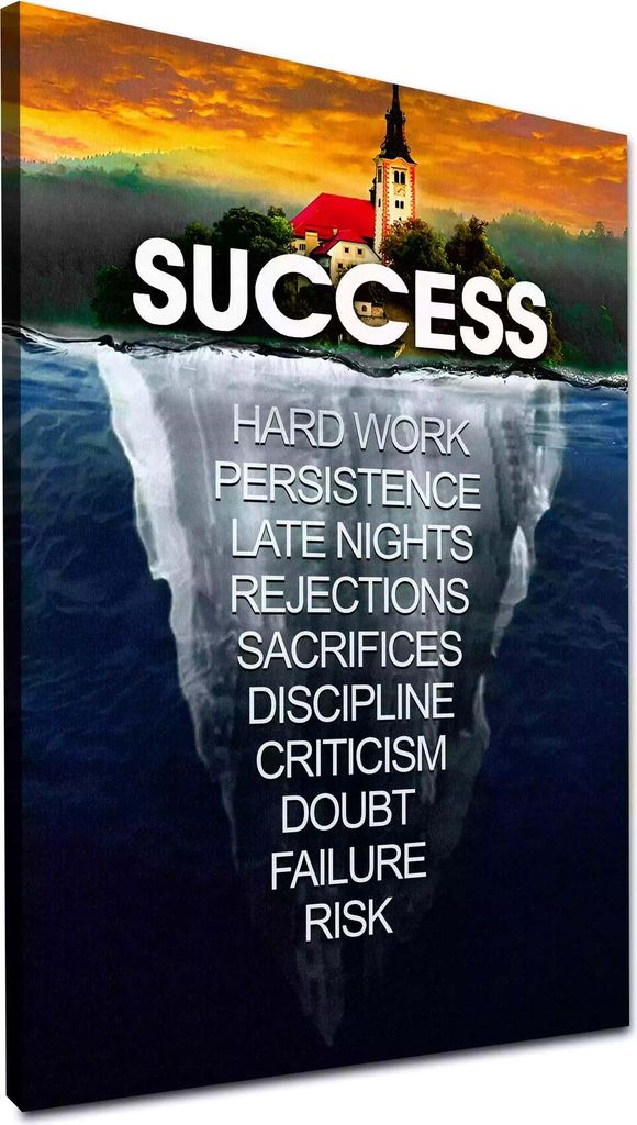 Erfolg Eisberg mit Motivationsspruch und Inspiration Wandbild XL Wanddeko: 100x150x4cm