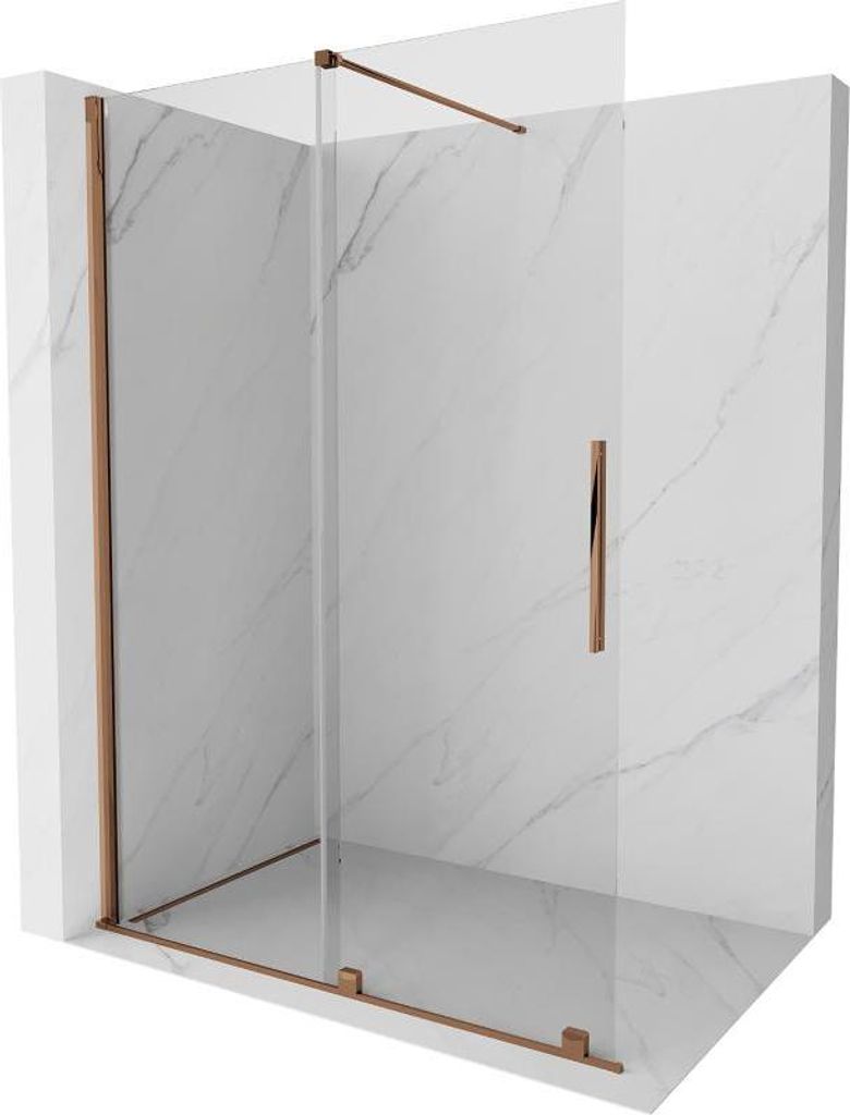 Mexen Velar walk-in Duschwand 140 x 200 cm, transparent 8 mm, roségold - 871-140-000-03-60