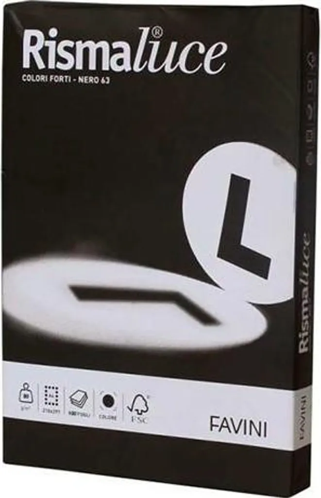 Carta Favini Rismaluce Nero A4 200g - Ideale per Design e Portfolio