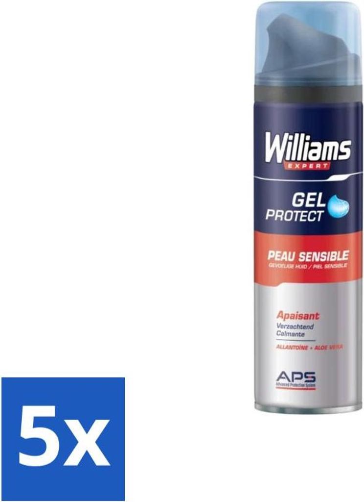 Williams Expert Rasiergel für empfindliche Haut - 200 ml - Vorteilspack - 5 Stücke