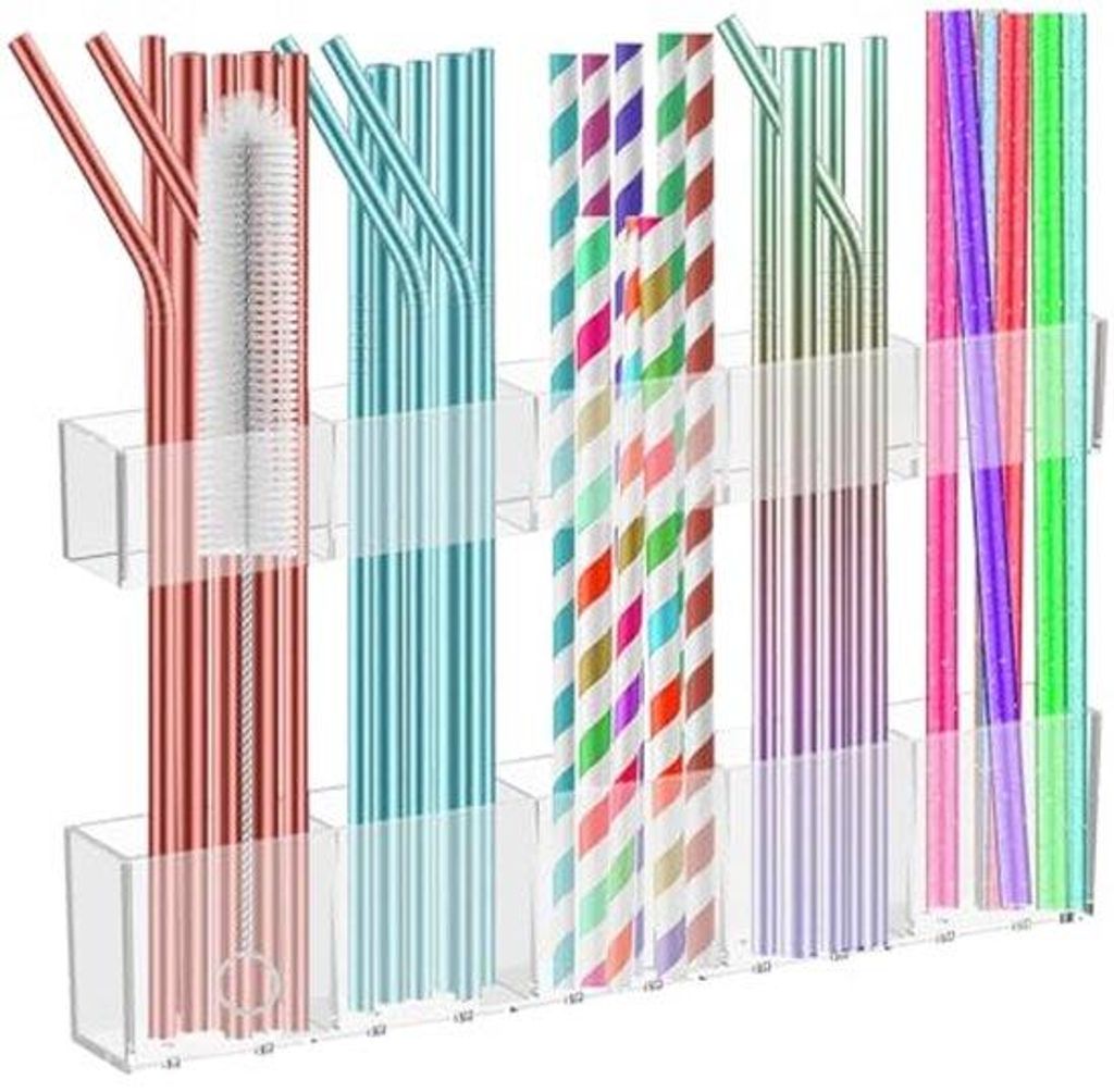 Ultiluxe Rietjeshalter - Rietjes Organizer - 24 x 3 cm - Selbstklebend - Platzsparend - Transparent