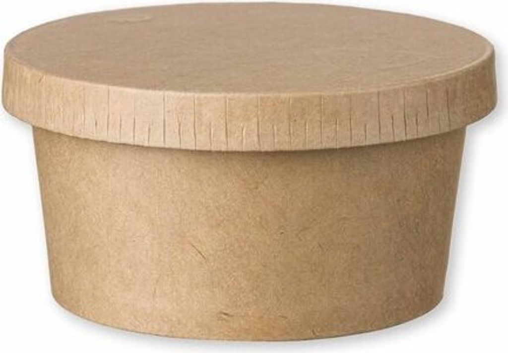 100x Eisbecher Feinkostbecher aus Kraftpapier rund 140ml braun mit Deckel