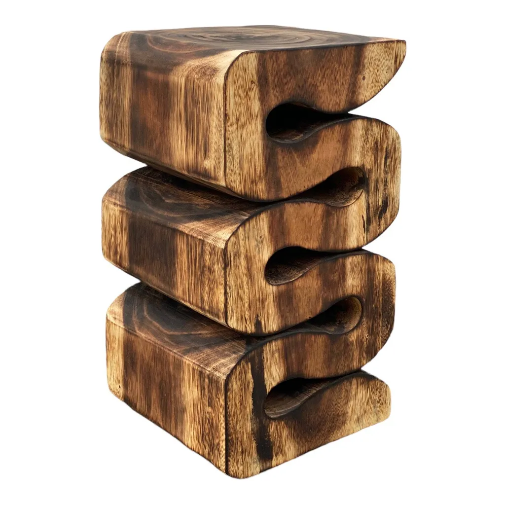 Tabouret à fleurs en bois massif - Tablette décorative suar sculpté