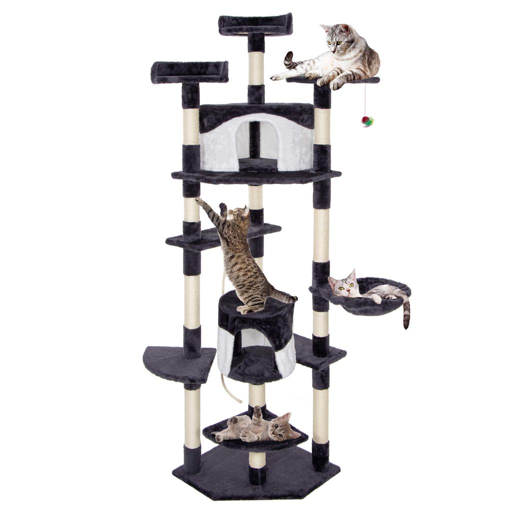 Springos Katzenkratzbaum Kratzbaum 2 Katzenhäuser Plattformen Liegemulde 203 cm