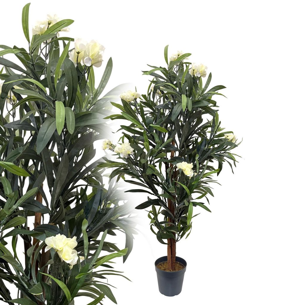 Oleander Creme 120 cm künstlich wie echt Kunstbaum Kunstpflanze Kunstblume Deko