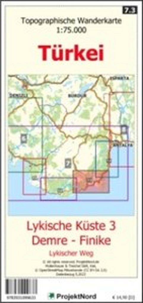 Lykische Küste 3 - Demre - Finike - Lykischer Weg - Topographische Wanderkarte 1:75.000 Türkei (Blatt 7.3)