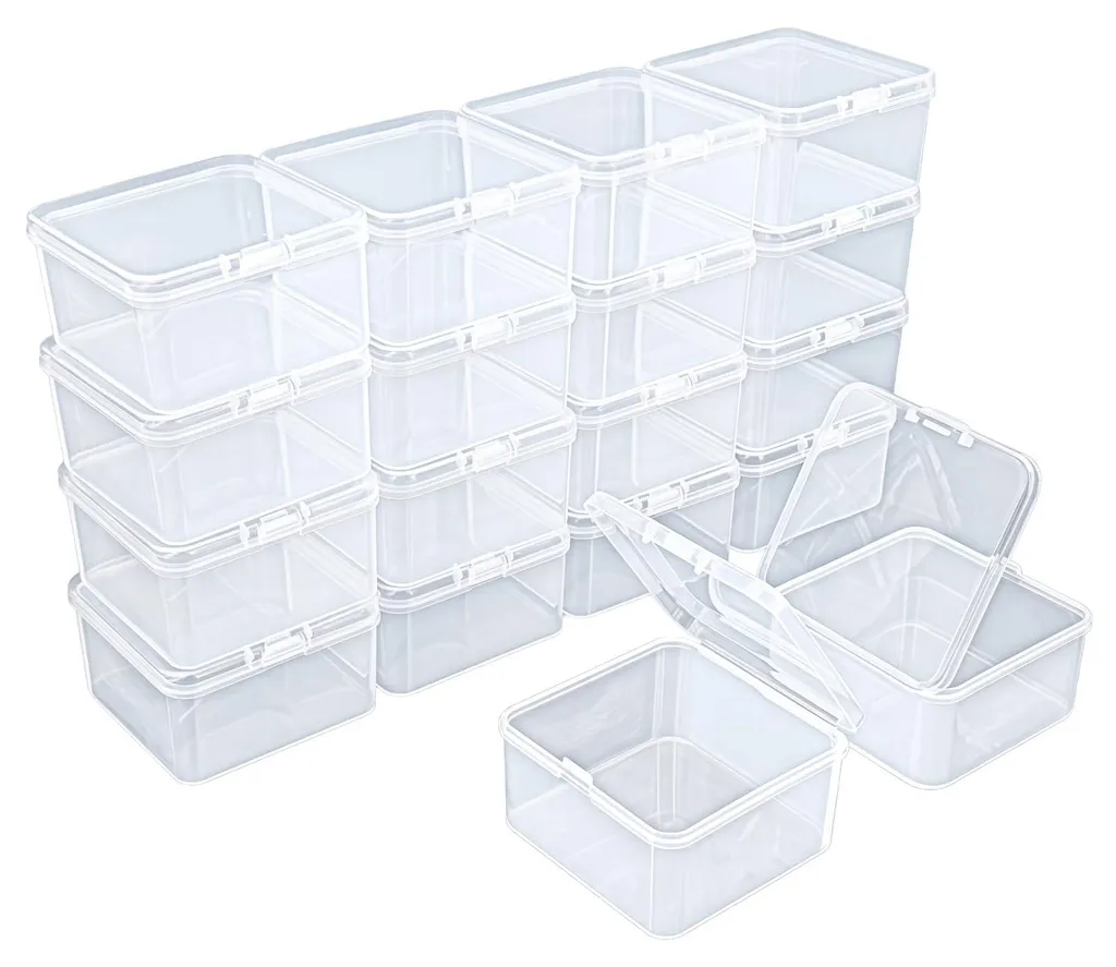 Boîte de rangement carrée 6,5cm avec couvercle clipsable rigide