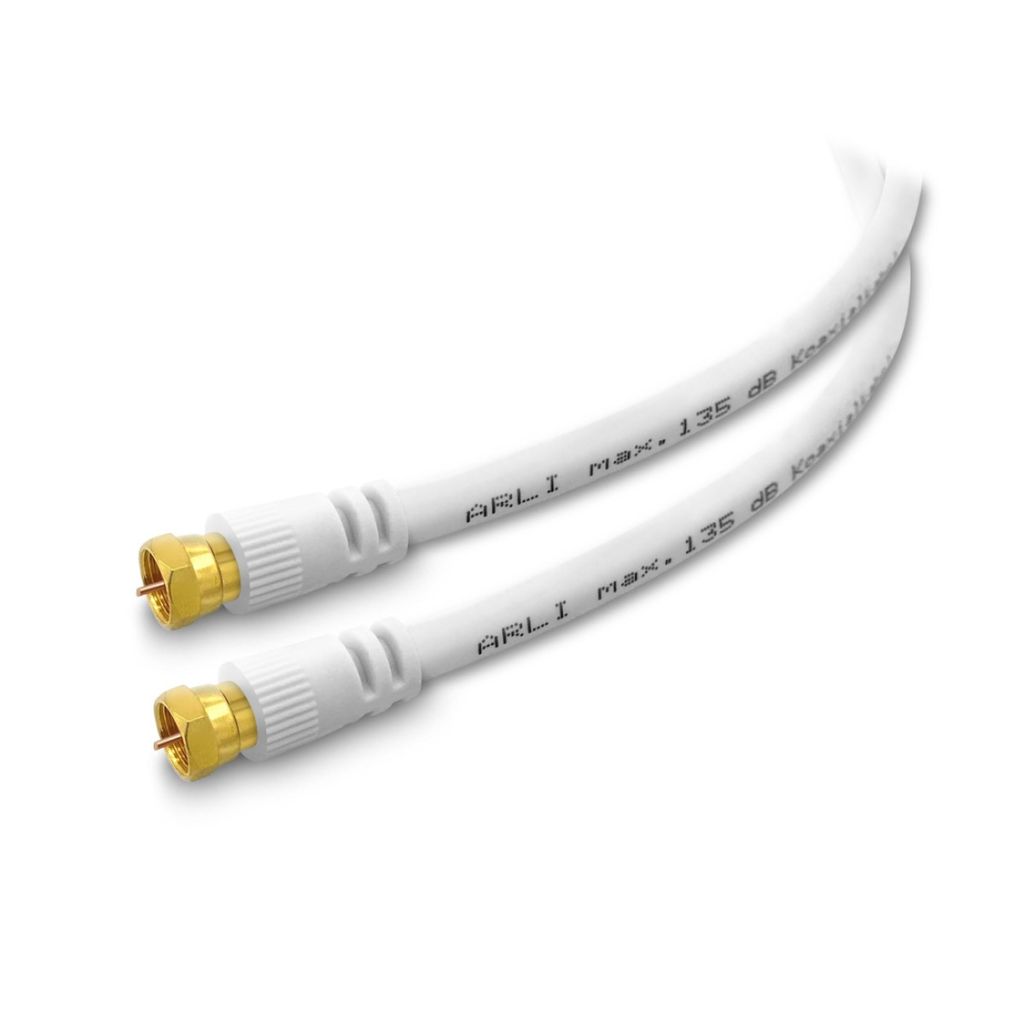3m ARLI HD Sat Anschlusskabel weiss – max. 135 dB 5-fach geschirmt | vergoldete F-Stecker | DVB-S/S2 DVB-T/T2 DVB-C/C2 4K 8K HDTV