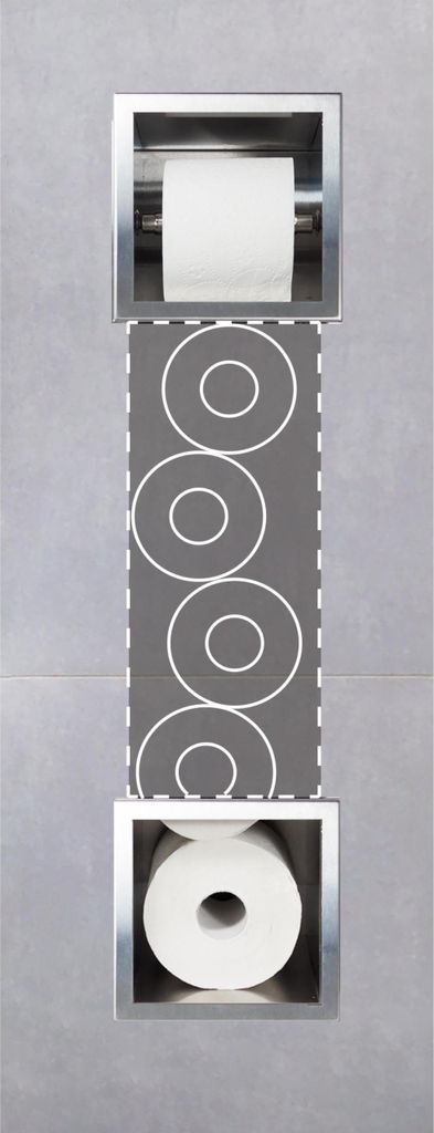 Balneo Toilettenpapierhalter Unterputz Wandnische WALL-BOX PAPER 2 Toilettenpapieraufbewahrung 6 Rollen silber 74x20,8×14,6 cm