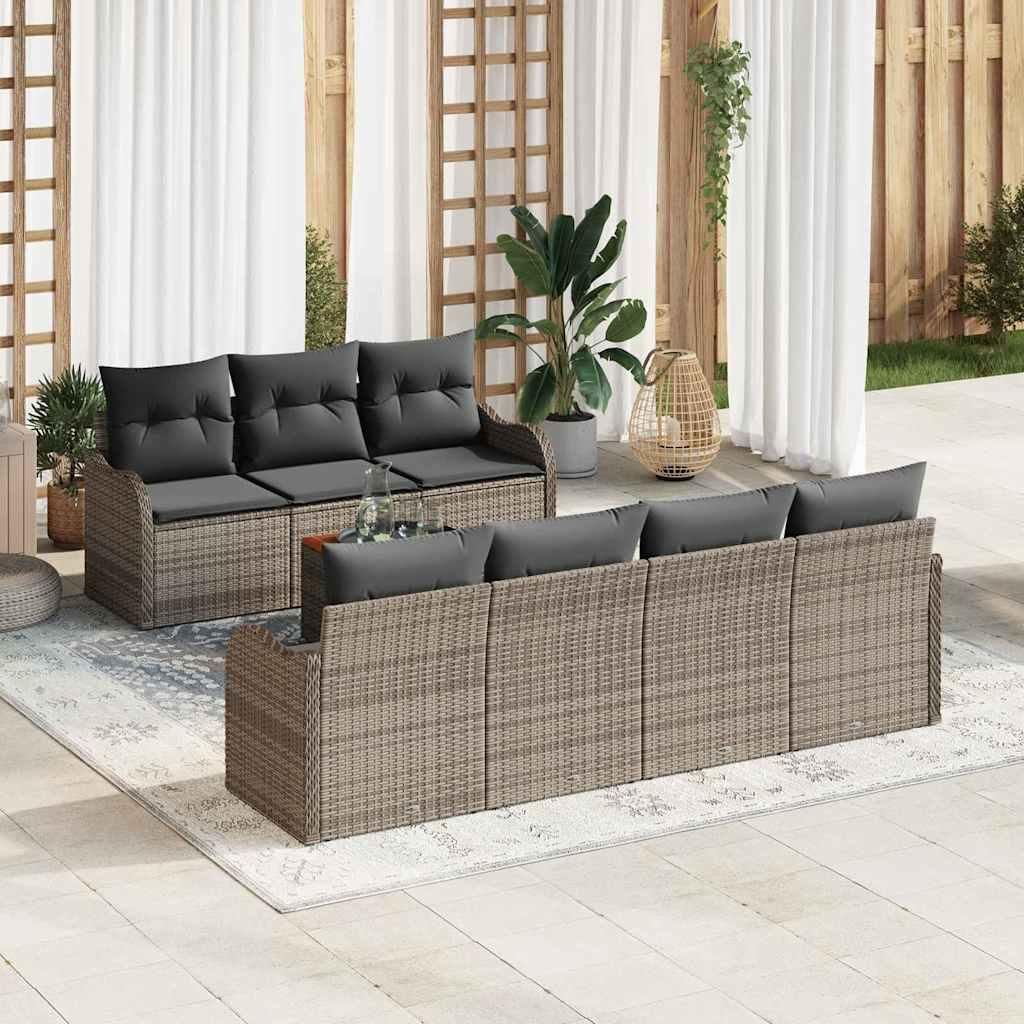 Maison Exclusive - Gartensofa-set mit Kissen 8 pcs Grau Poly-Rattan