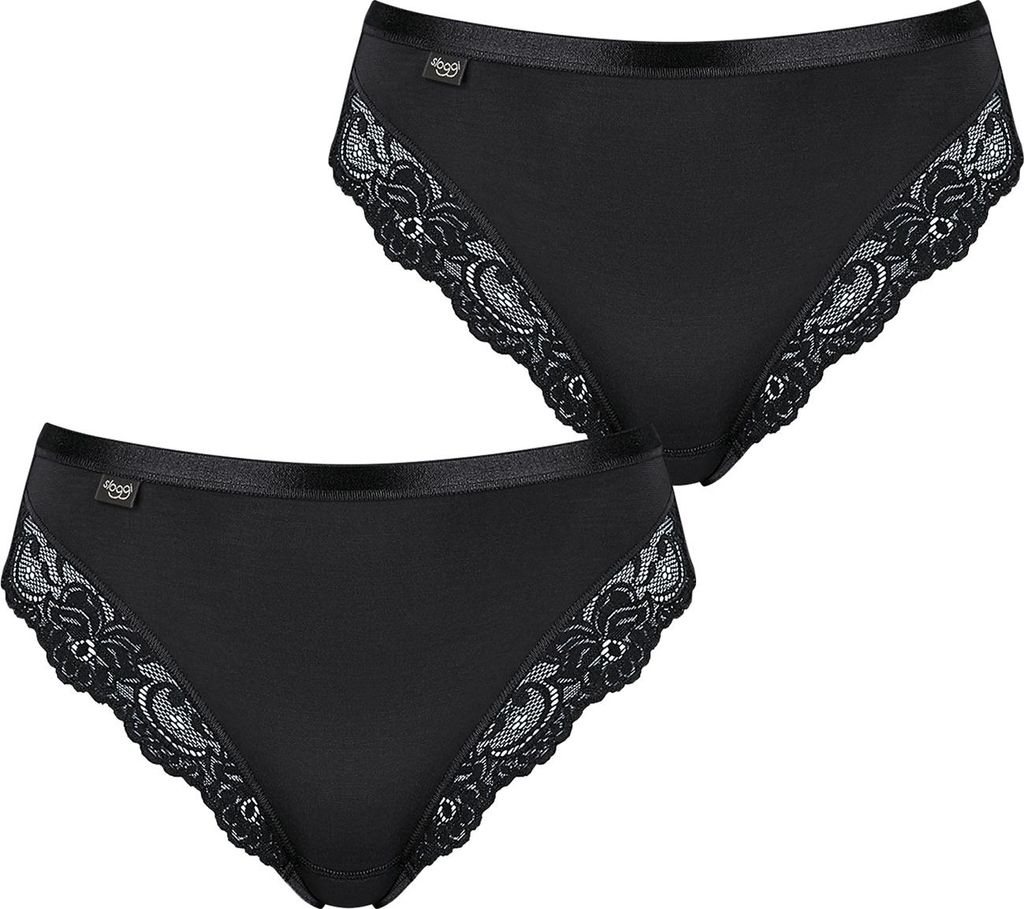 sloggi Damen Tai-Slip 2-Pack Romance - BLACK - Größe 44