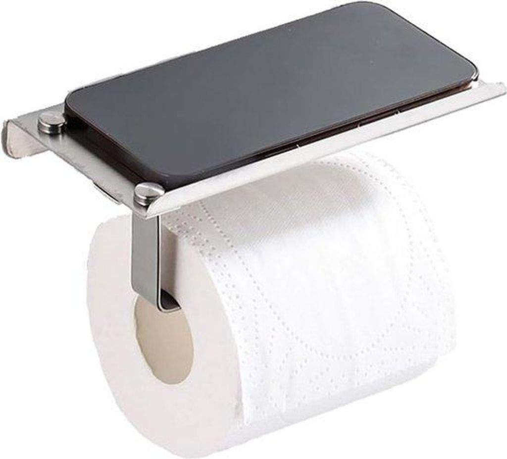 Toiletpapierhalter ohne Bohren, Edelstahl-Toiletpapierrolhalter, Platte für Urinal, für Küche und Badezimmer, Silber